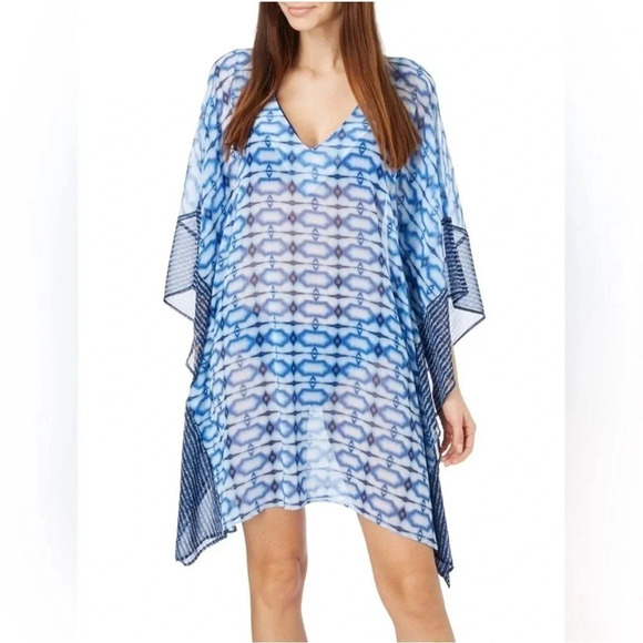 Michael Kors Blue V-neck Caftan Swimsuit Cover-up. Excellent condition! XS. - Picture 1 of 7